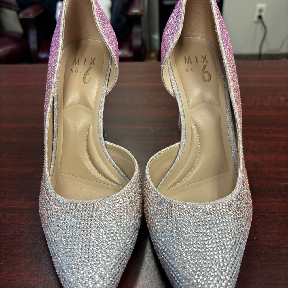 Mix No. 6 Silver and Pink Heels with Sparkling Rhinestones